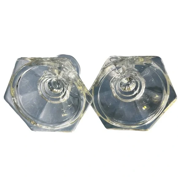 Clear Glass Vintage Candle Stick Holders - Picture 3 of 3